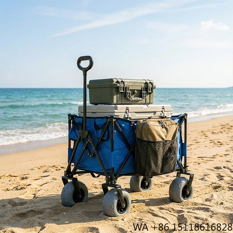 Outdoor Furniture Table - Gerobak Pantai Lipat Berbahan Logam dengan