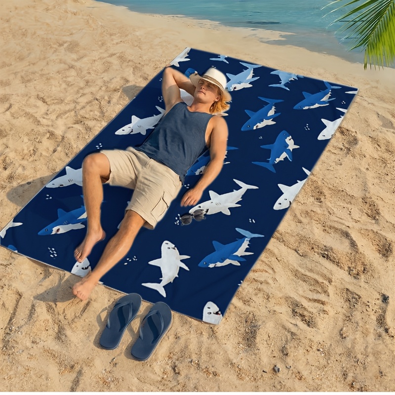 Outdoor Furniture Quick Dry - Alas Piknik Pantai Motif Hiu Tahan