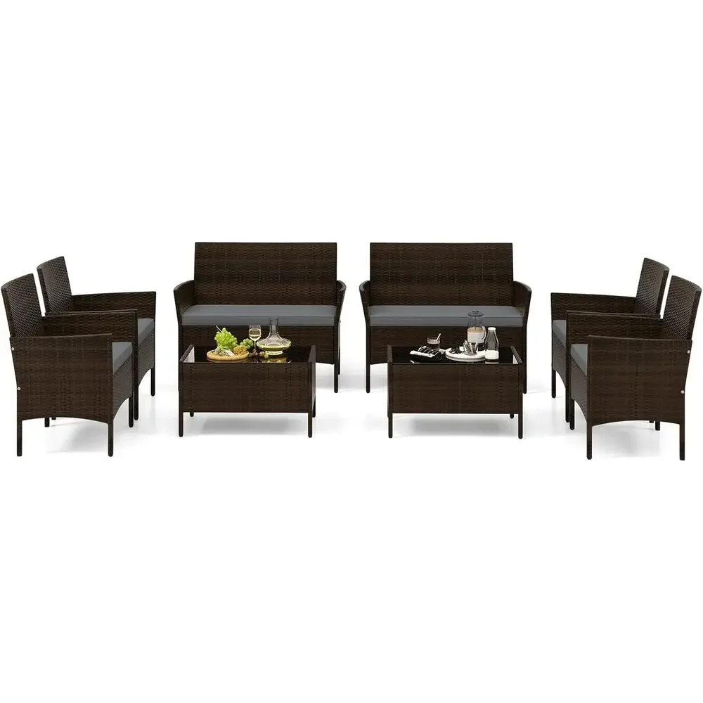 Outdoor Furniture Grey - Set Furnitur Teras Rotan Luar Ruangan
