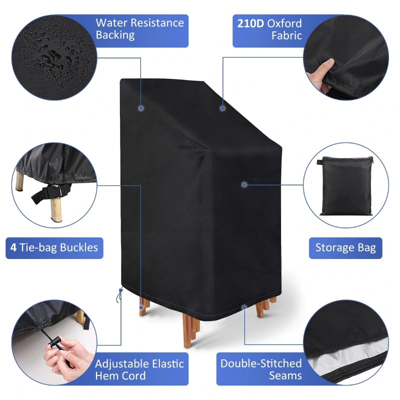 Outdoor Furniture With Covers - 1/2/PCS Penutup Kursi Tumpuk Anti Debu