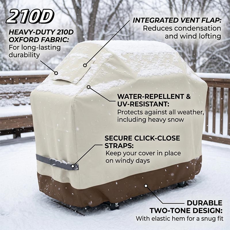 Outdoor Furniture Manufacturer - 210D BBQ Beige Penutup Panggangan Barbekyu