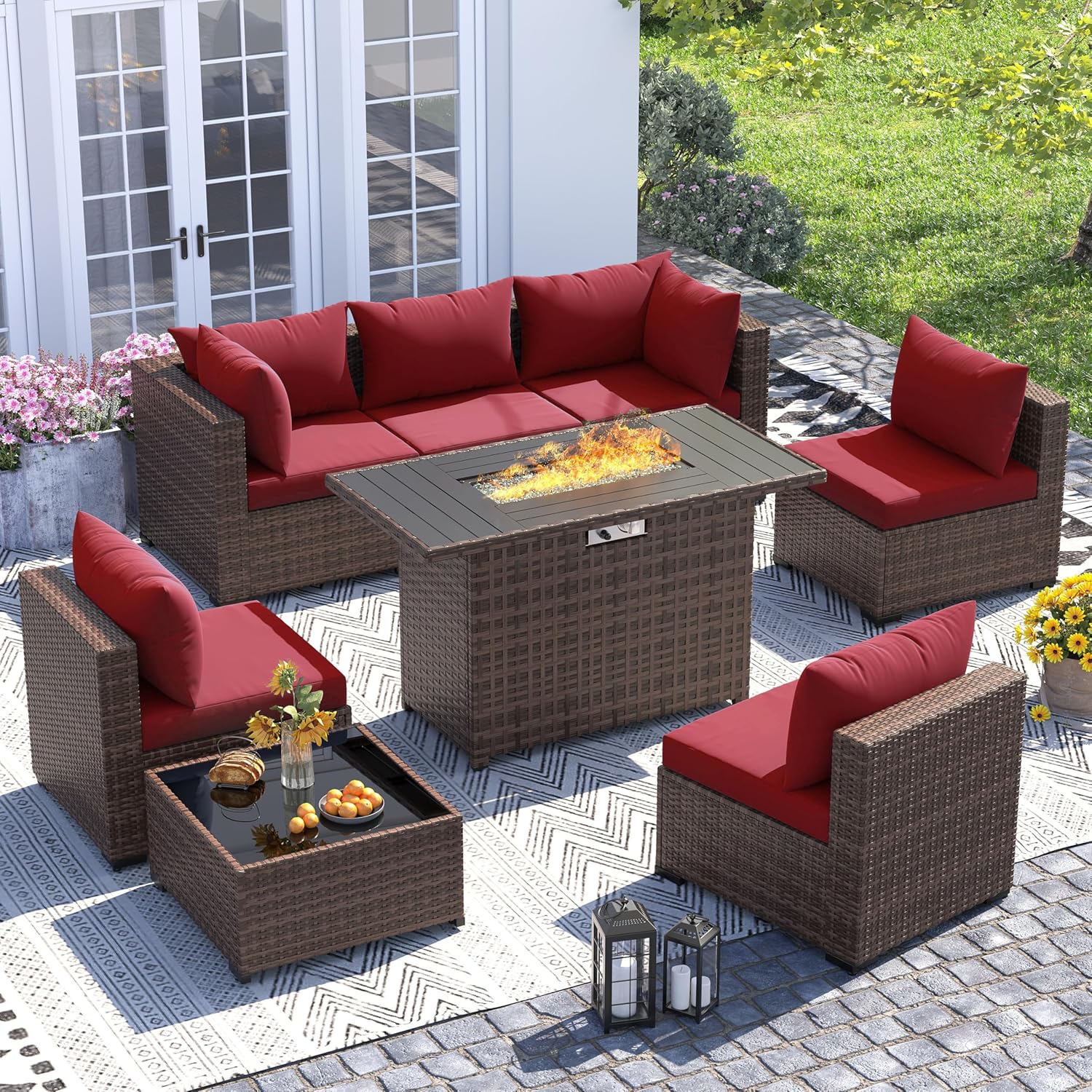 Outdoor Furniture Set With Fire Pit - Set Sofa & Meja Api Luar