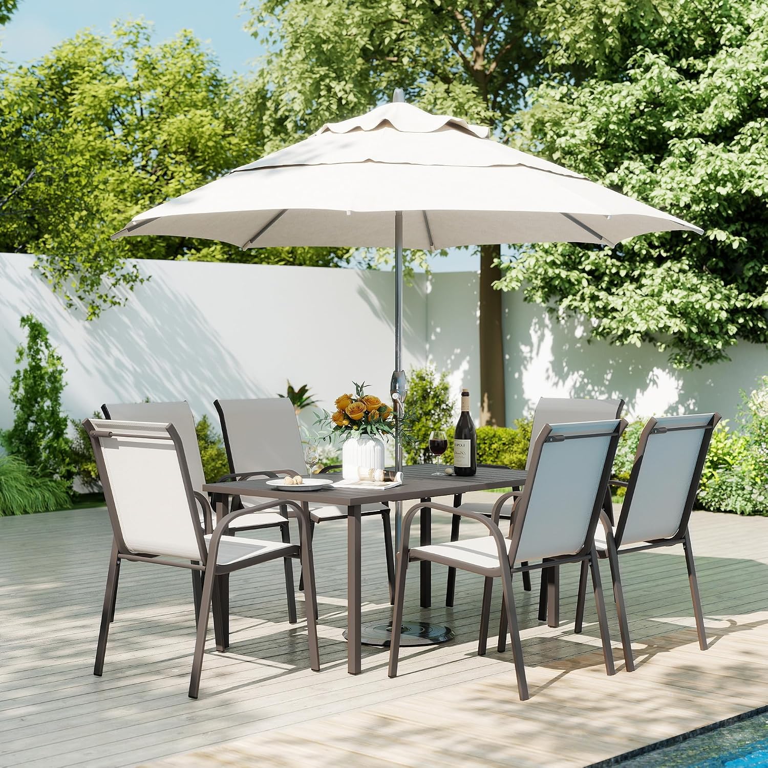 Outdoor Furniture Quick Dry - Set Meja Makan Teras Luar Ruangan,