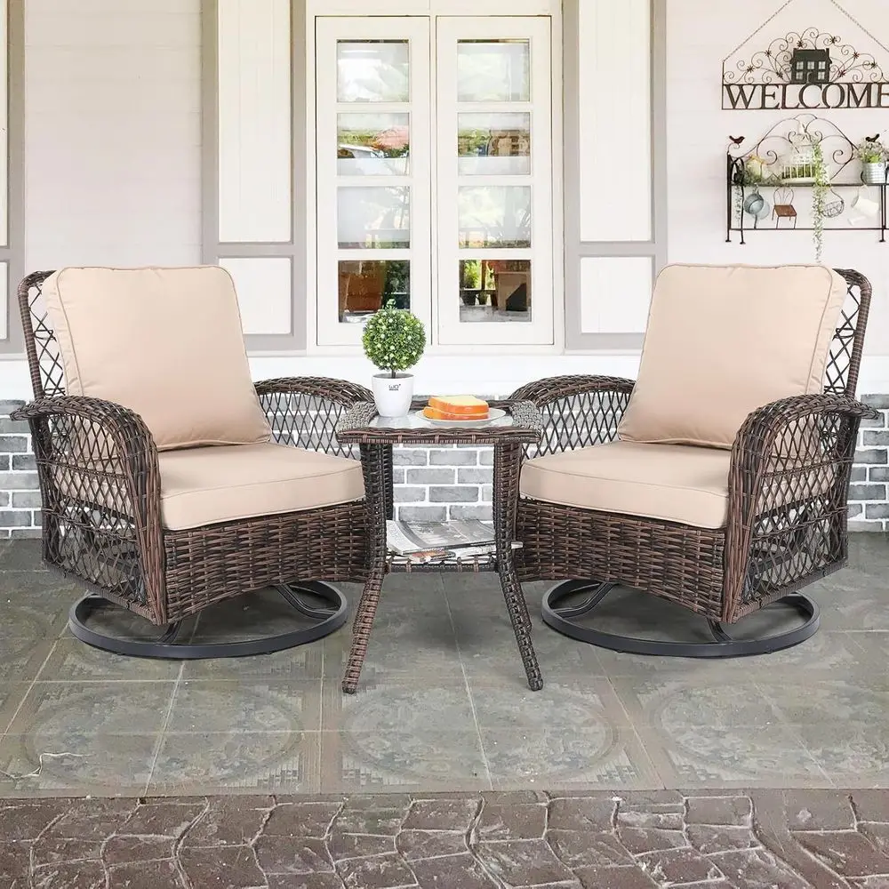 Outdoor Furniture Rocking Chair - Set Furnitur Teras 3-Potong, Kursi Goyang