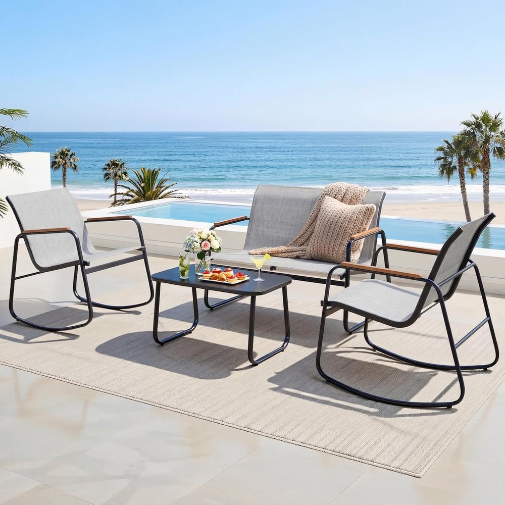 Outdoor Furniture Grey - Set Furnitur Teras Luar Ruangan 4