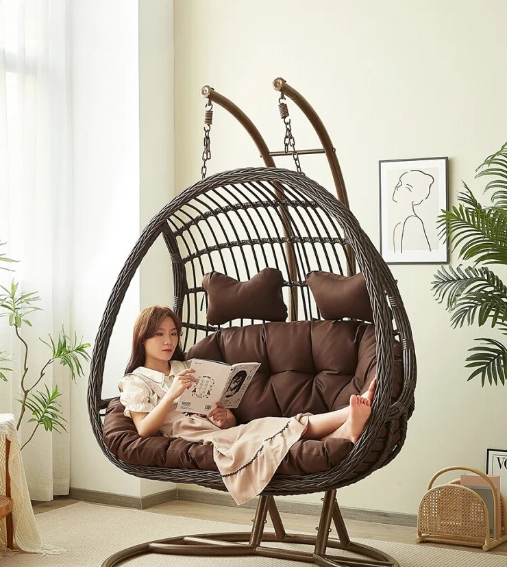 Outdoor Furniture Iron - Kursi Gantung Rotan, Ayunan Dalam Ruangan,