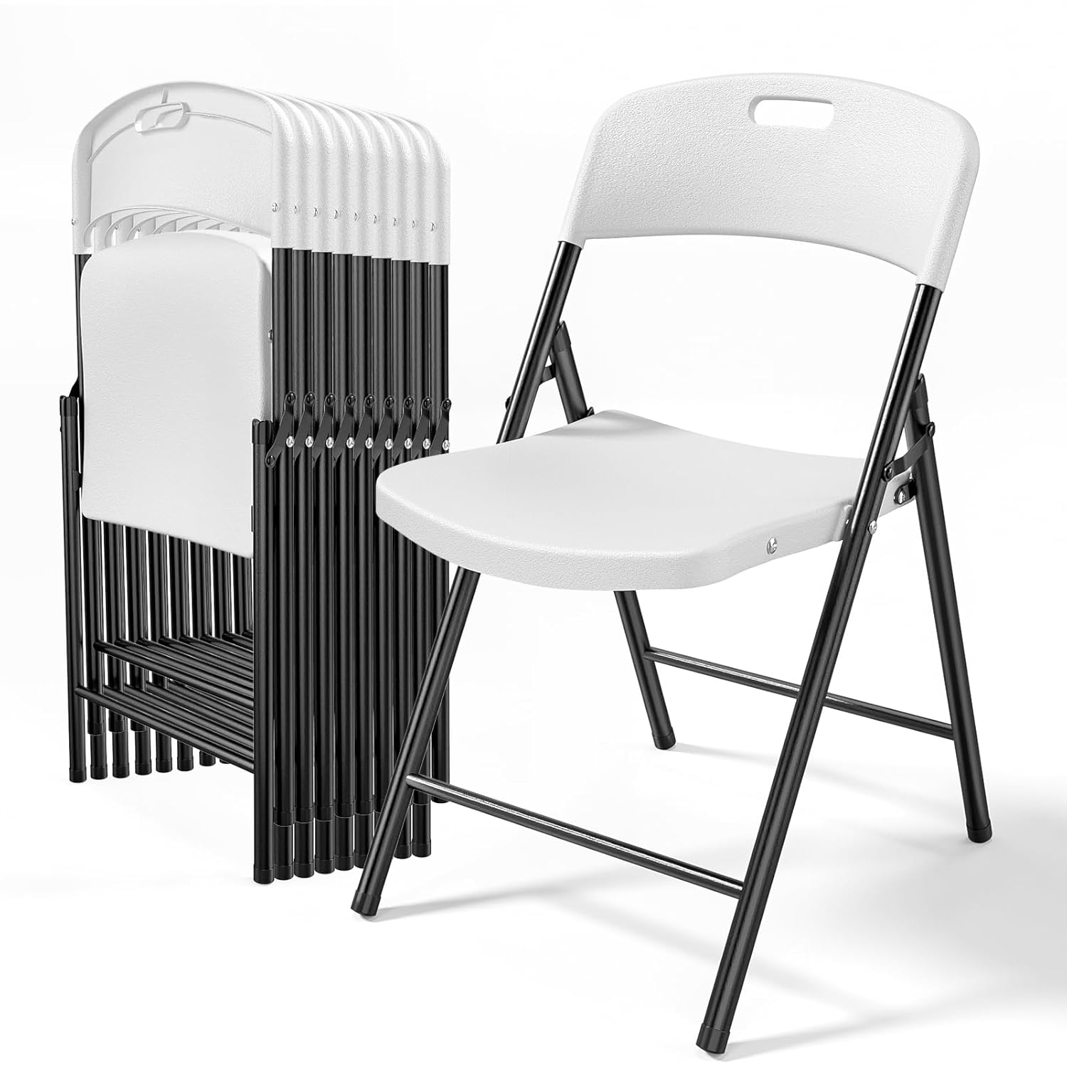 Outdoor Furniture Polywood - 10 Paket Kursi Lipat Plastik Putih,