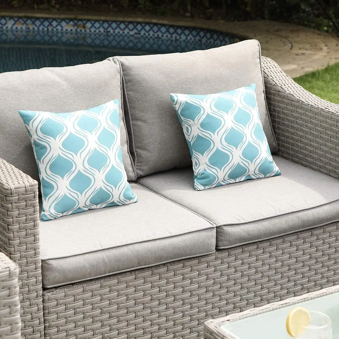 Outdoor Furniture Set With Fire Pit - -Furnitur Luar Ruangan 5 Bagian Sofa