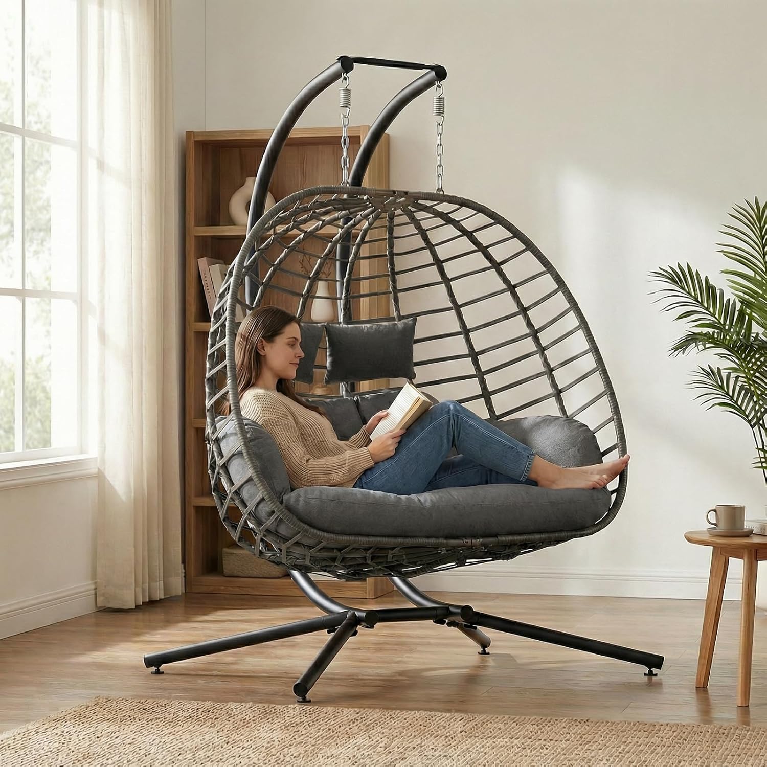 Outdoor Furniture Grey - Kursi Ayun Telur 2 Orang dengan