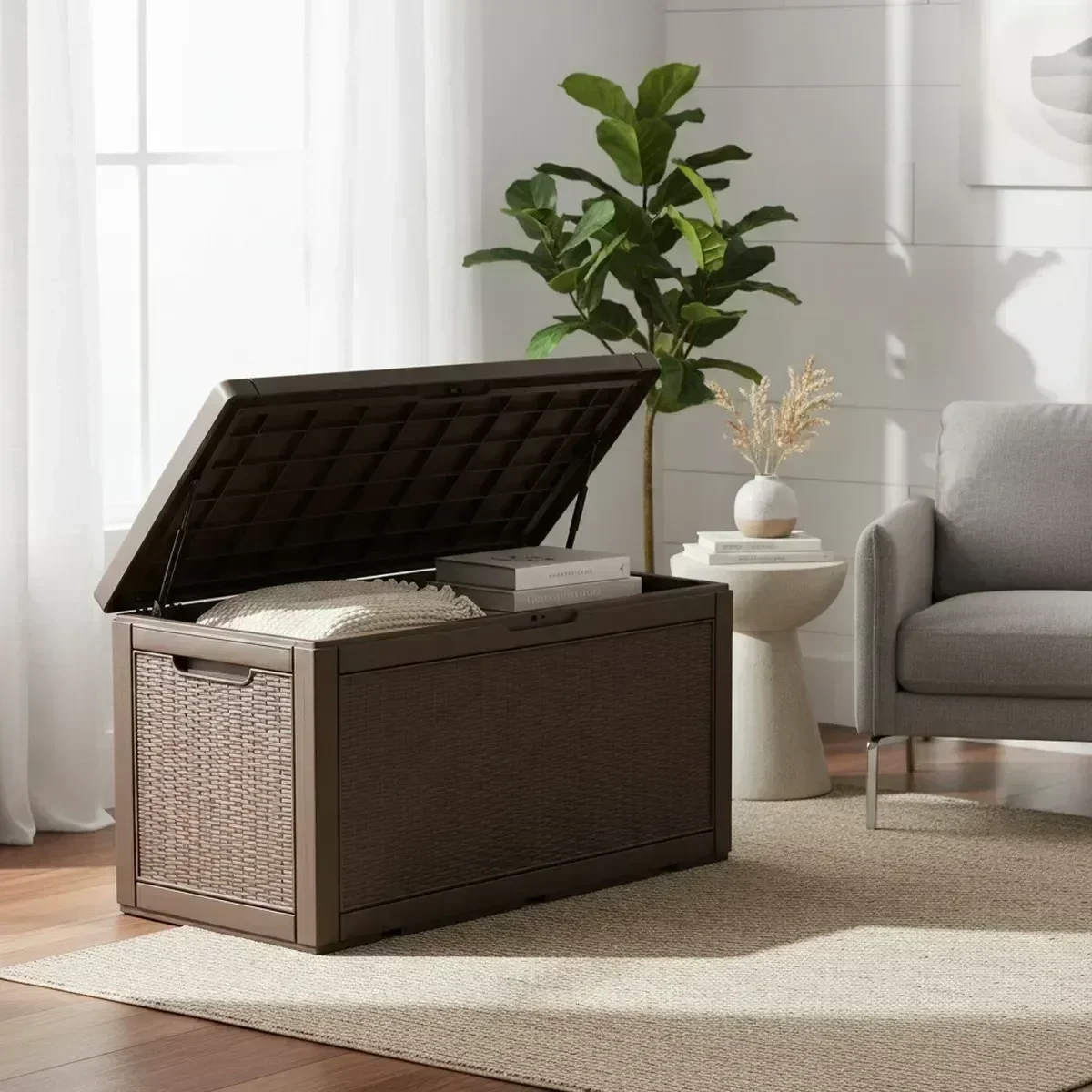 Outdoor Furniture Grey - Bangku Penyimpanan Luar Ruangan Besar Tahan