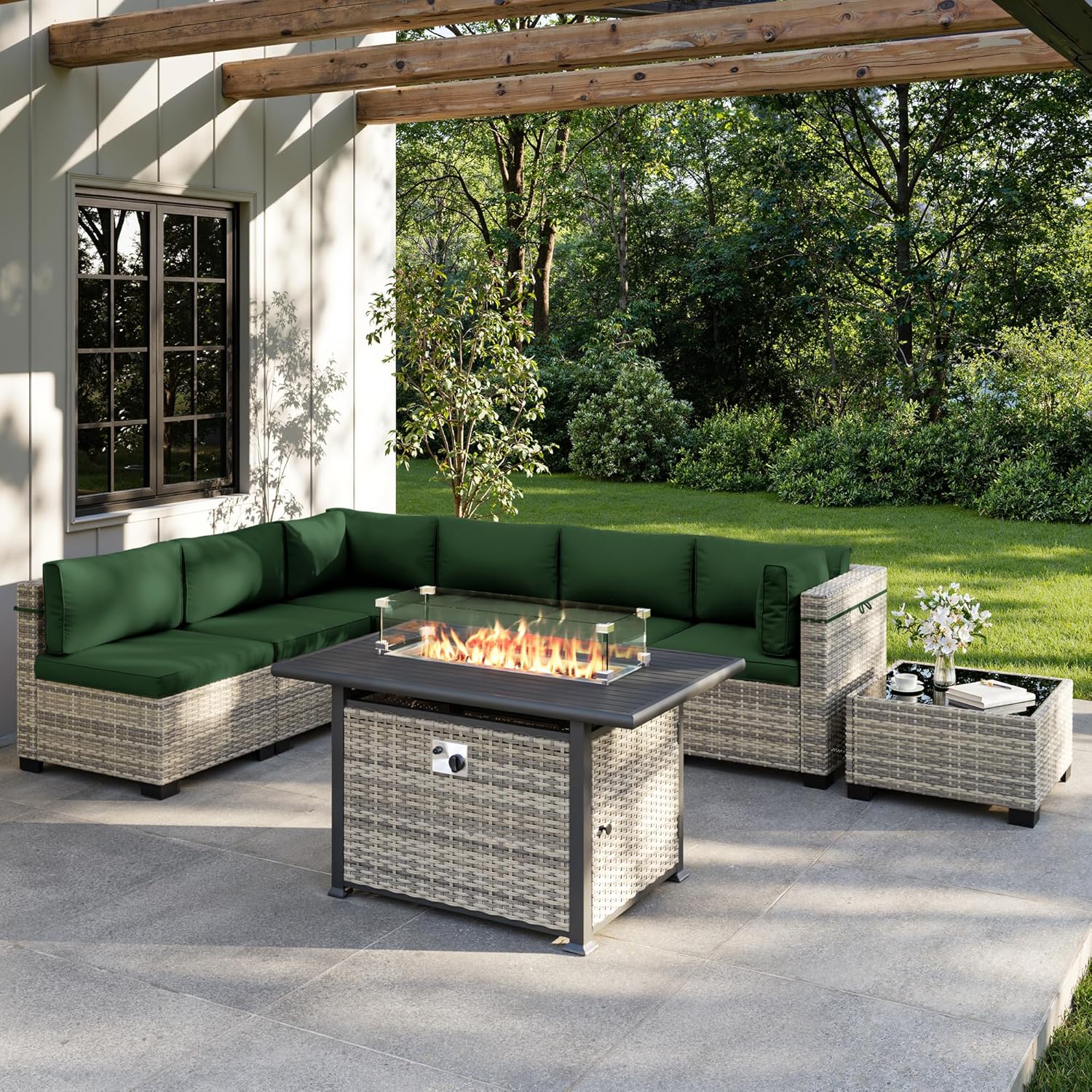 Outdoor Furniture Set With Fire Pit - Set Furnitur Teras Luar Ruangan 8