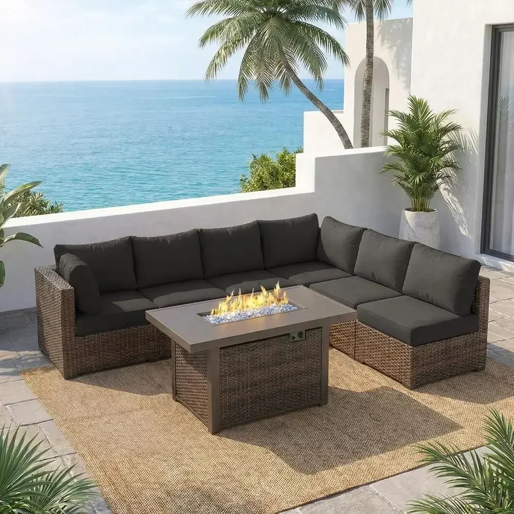 Outdoor Furniture Set With Fire Pit - Set Furnitur Teras Luar Ruangan 7