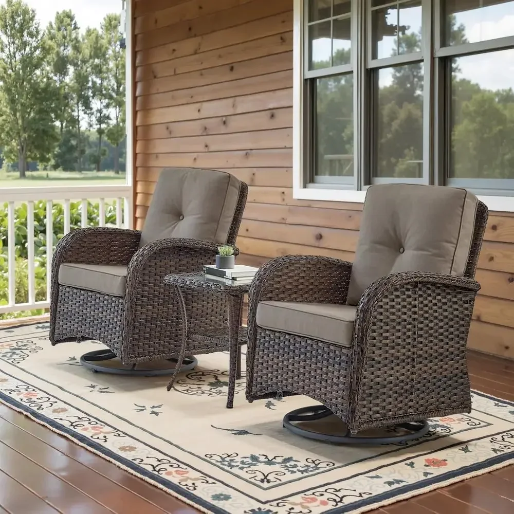 Outdoor Furniture Grey - Set Kursi Goyang Putar Luar Ruangan