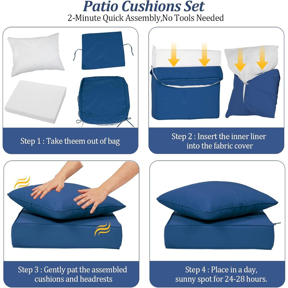 Set 4 Bantalan Kursi Dalam Rua - Outdoor Furniture Patio ulasan dan harga