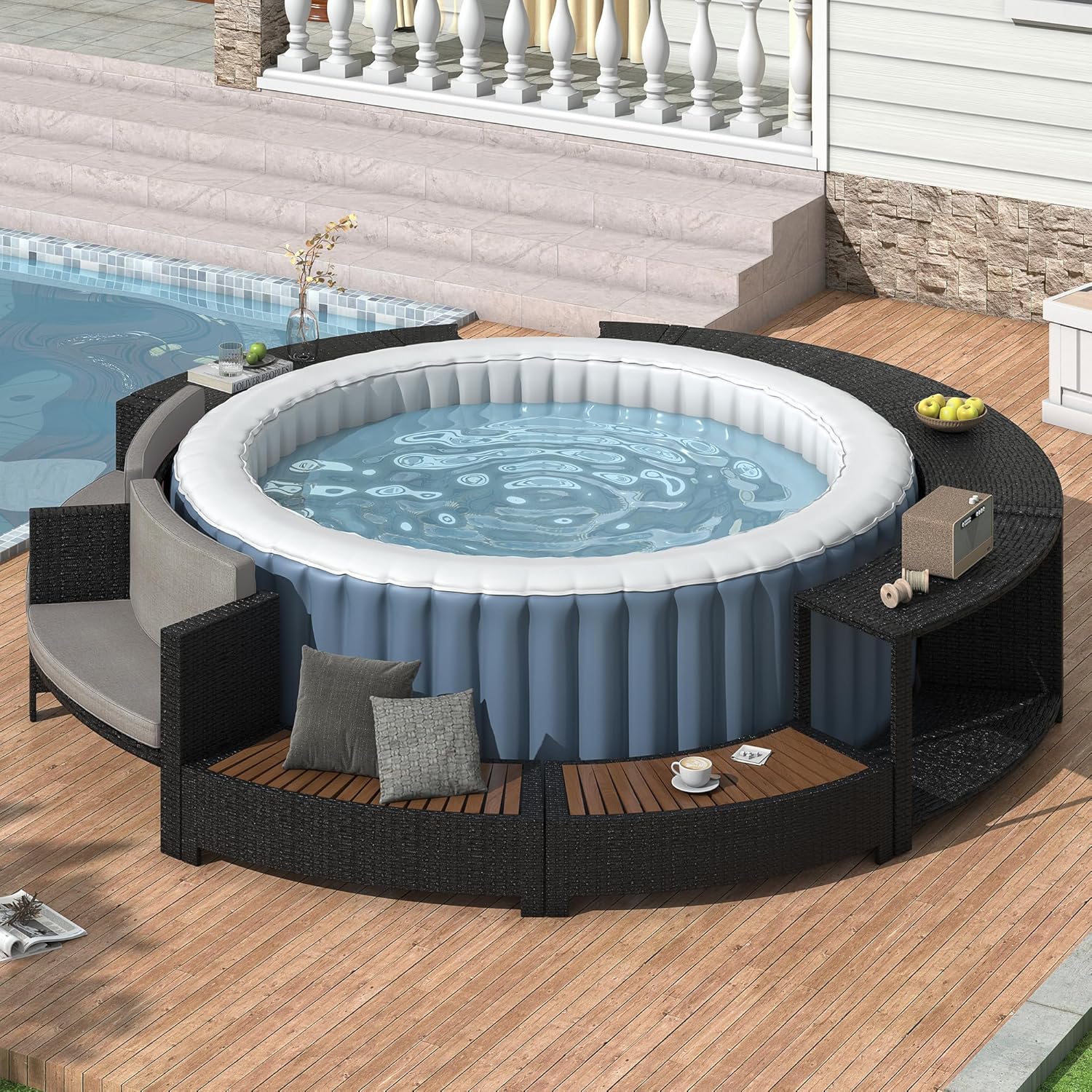 Set Sofa Patio Rotan dengan Pe - Outdoor Furniture Grey ulasan dan harga