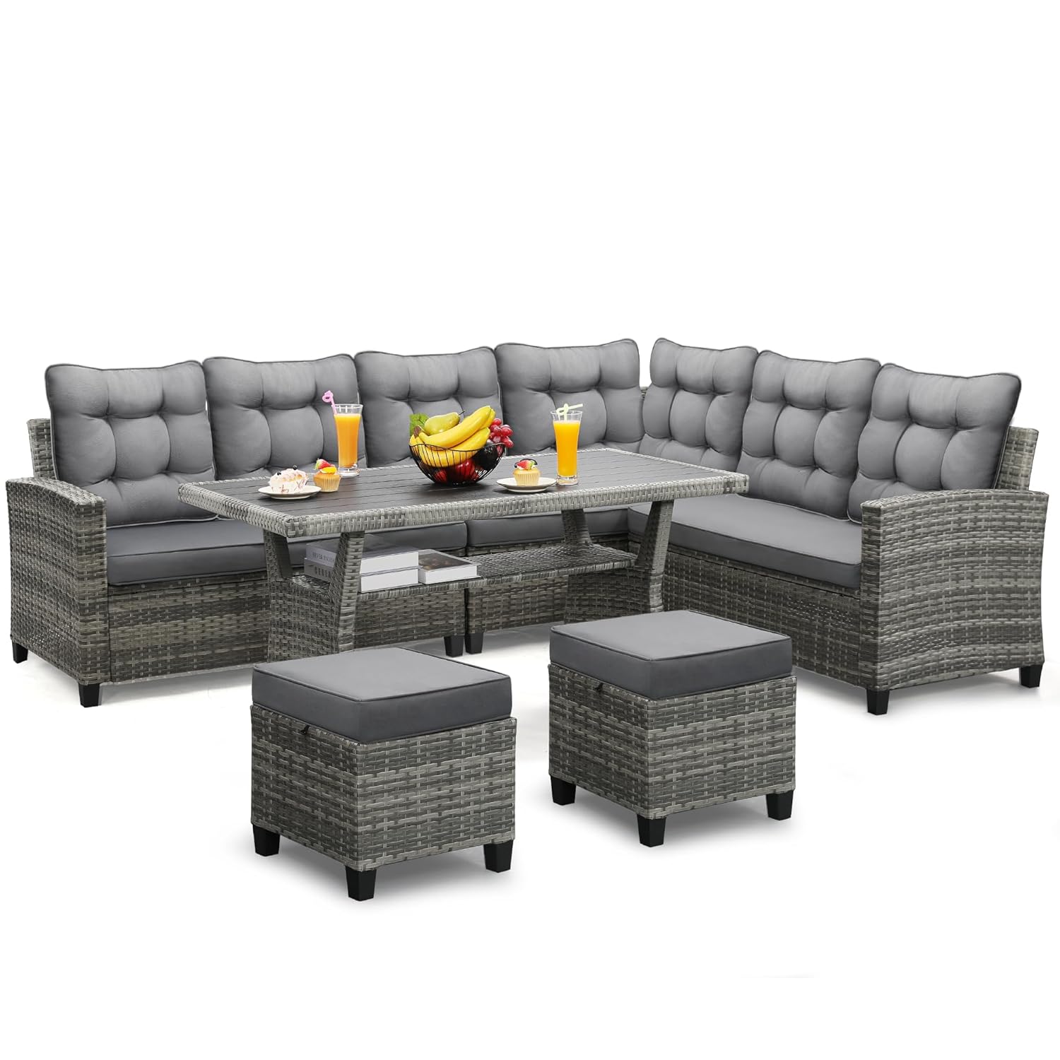 Set Furnitur Teras 6 Buah, Set - Outdoor Furniture Grey ulasan dan harga