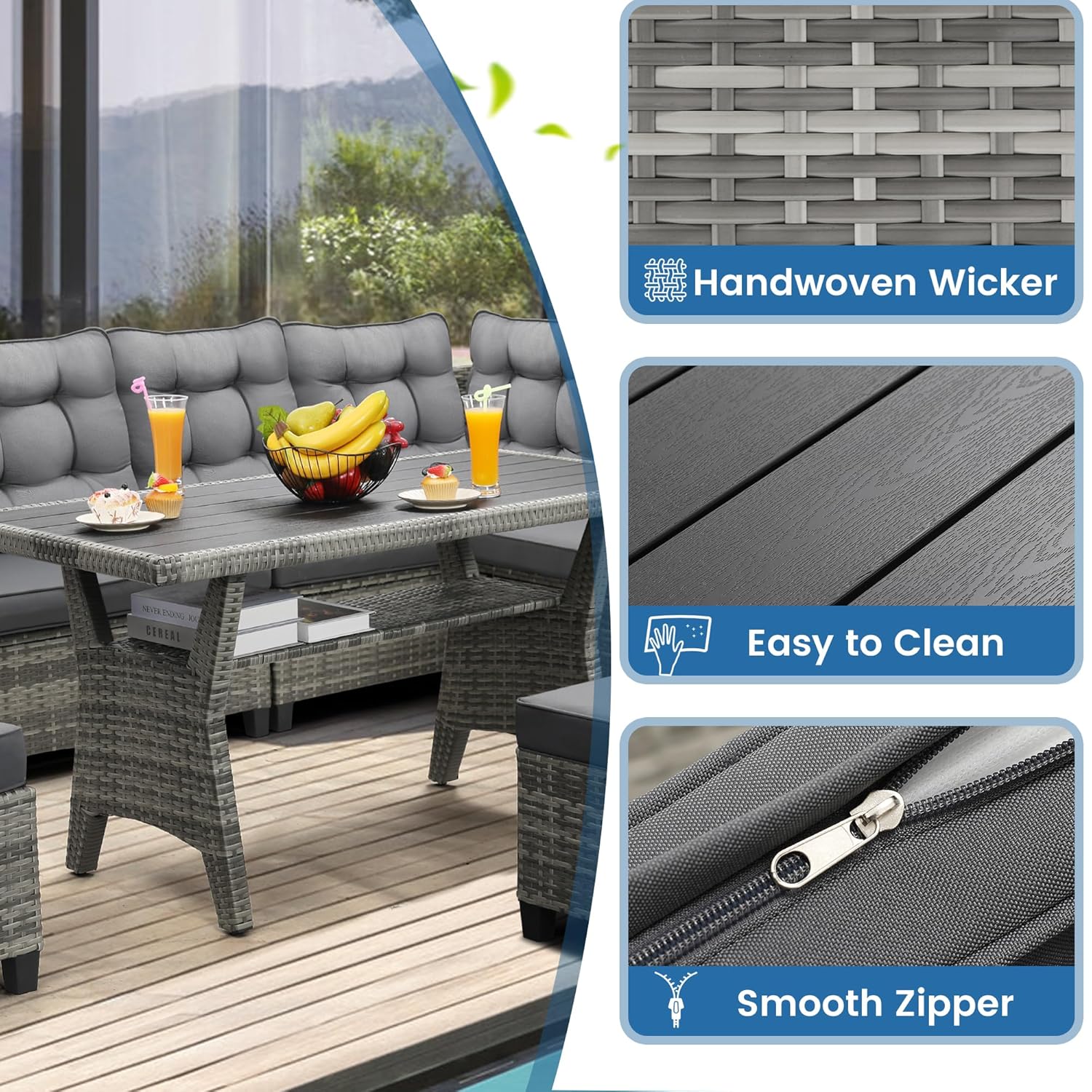 Set Furnitur Teras 6 Buah, Set - Outdoor Furniture Grey ulasan dan harga