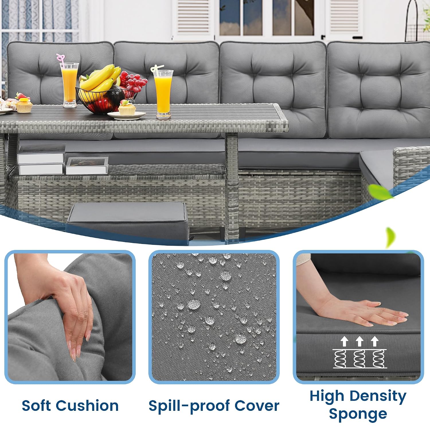 Set Furnitur Teras 6 Buah, Set - Outdoor Furniture Grey ulasan dan harga