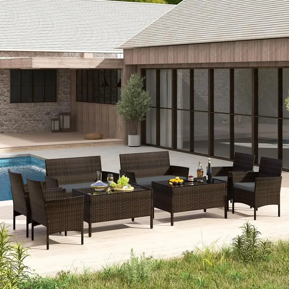 Set Furnitur Teras Rotan Luar  - Outdoor Furniture Grey ulasan dan harga