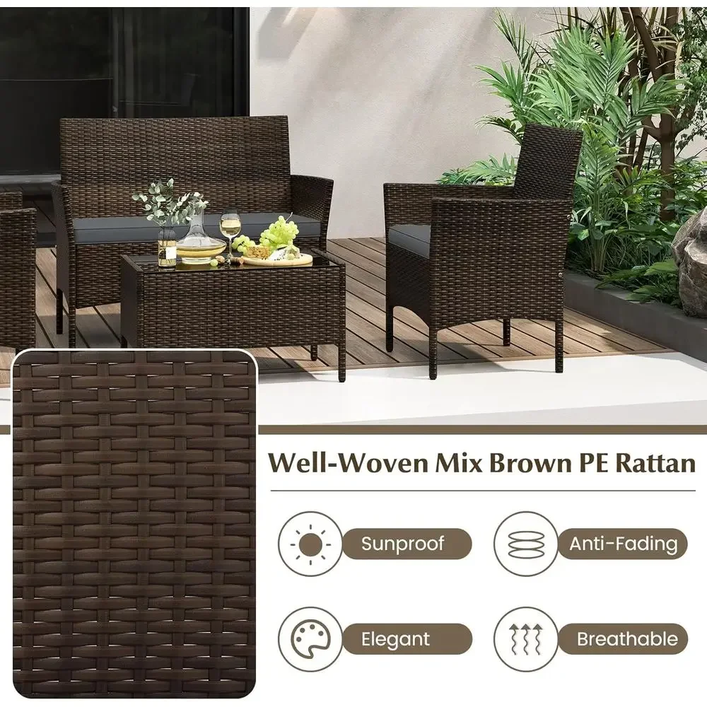 Set Furnitur Teras Rotan Luar  - Outdoor Furniture Grey ulasan dan harga