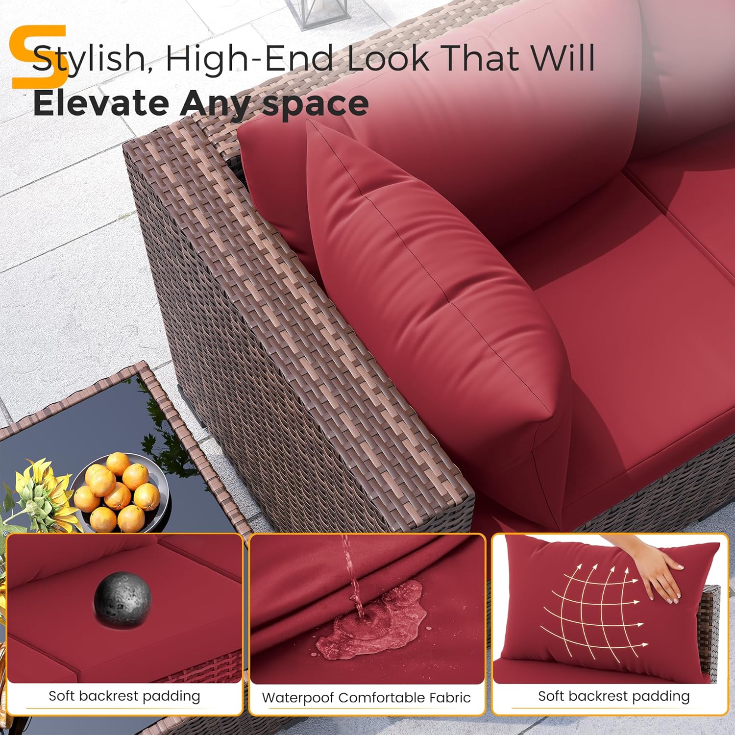 Set Sofa & Meja Api Luar Ruang - Outdoor Furniture Set With Fire Pit ulasan dan harga
