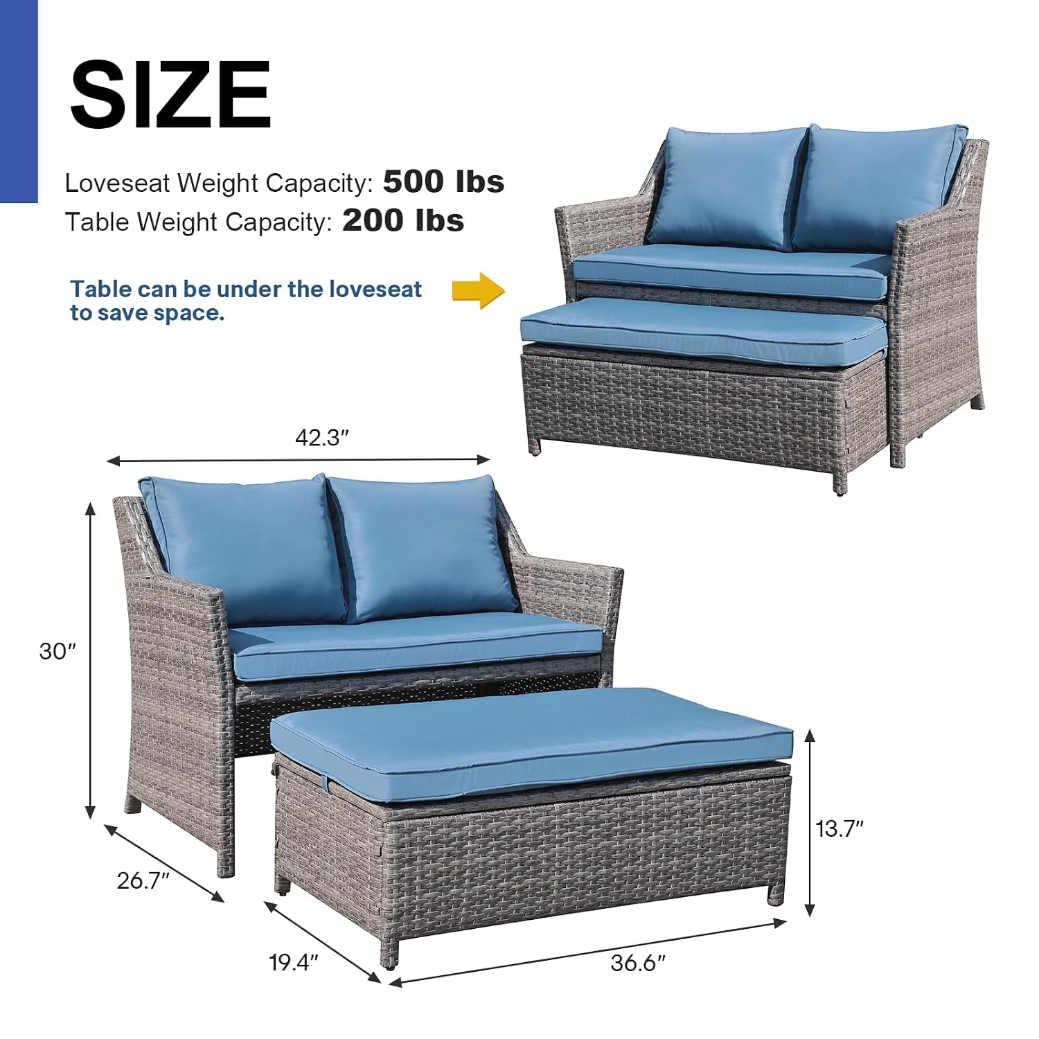 Sofa Taman Anyaman dengan Otto - Outdoor Furniture Loveseat ulasan dan harga