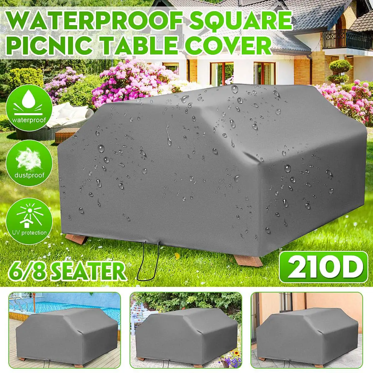 210D untuk 6/8 tempat duduk pi - Outdoor Furniture Grey ulasan dan harga