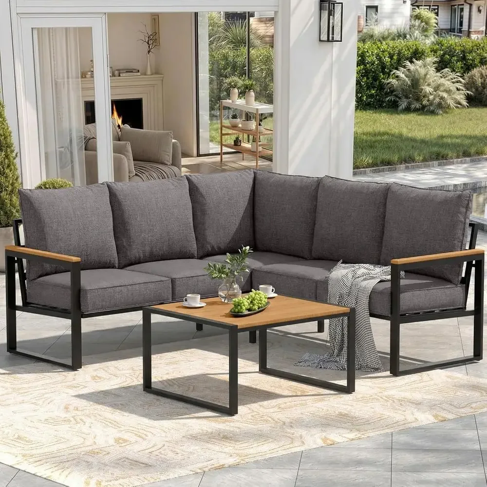 Set Sofa Seksional Luar Ruanga - Outdoor Furniture Grey ulasan dan harga