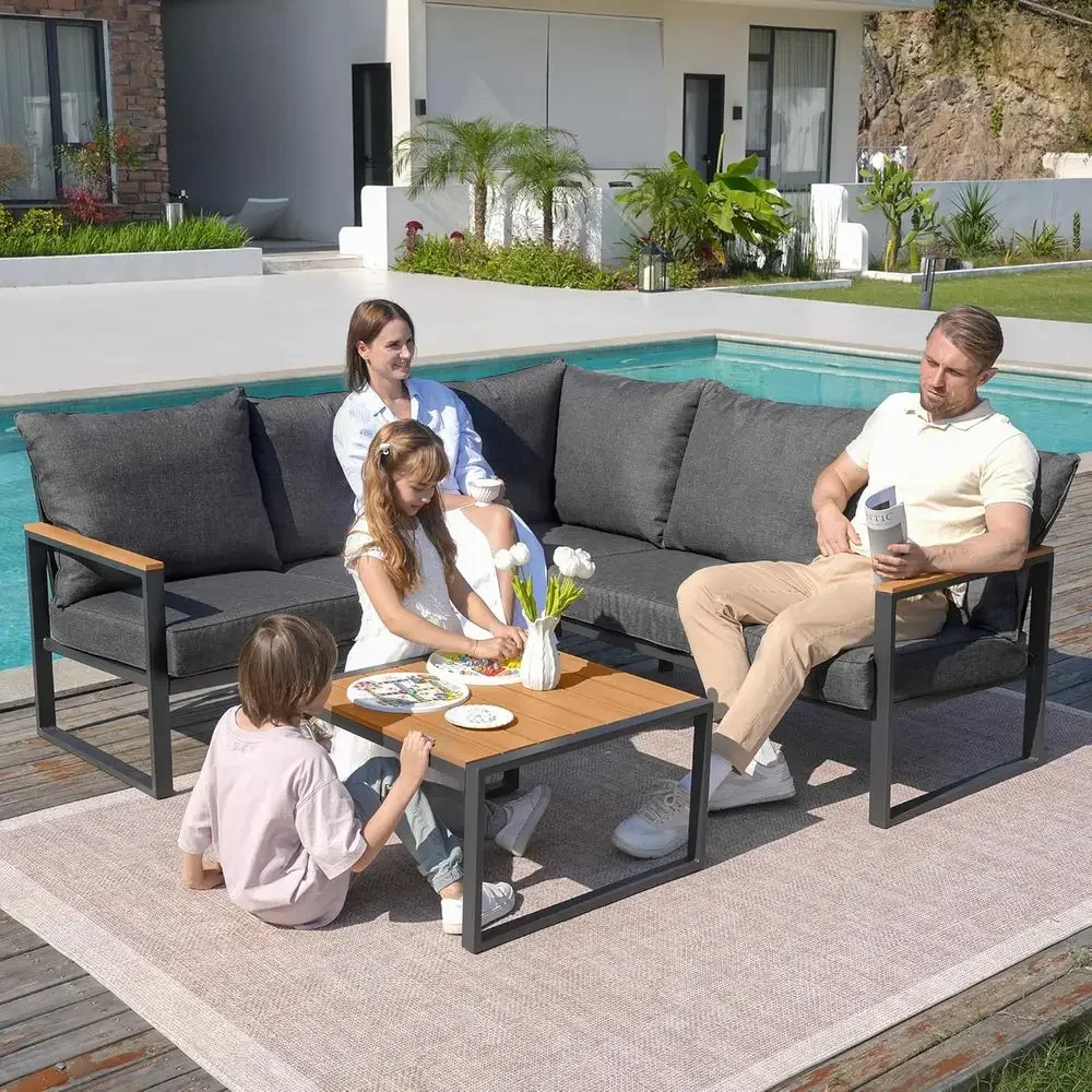 Set Sofa Seksional Luar Ruanga - Outdoor Furniture Grey ulasan dan harga
