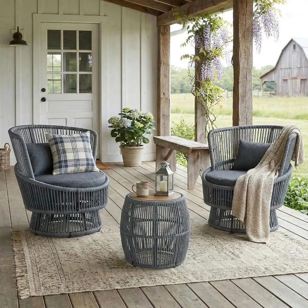 Set Kursi Goyang Putar 2-Poton - Outdoor Furniture Grey ulasan dan harga
