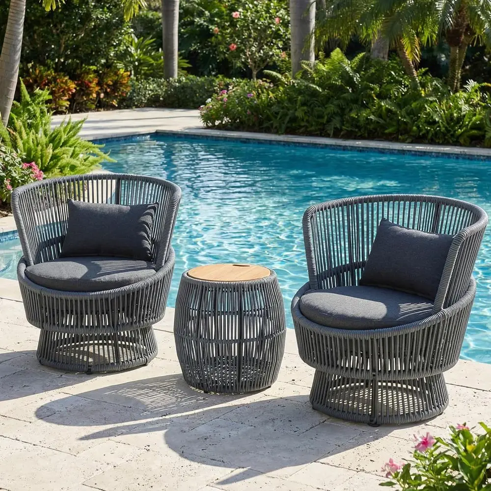 Set Kursi Goyang Putar 2-Poton - Outdoor Furniture Grey ulasan dan harga