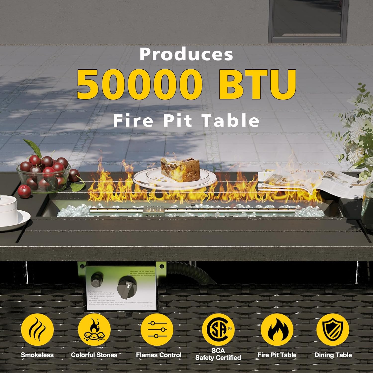 Set Furnitur Patio dengan Meja - Outdoor Furniture Set With Fire Pit ulasan dan harga