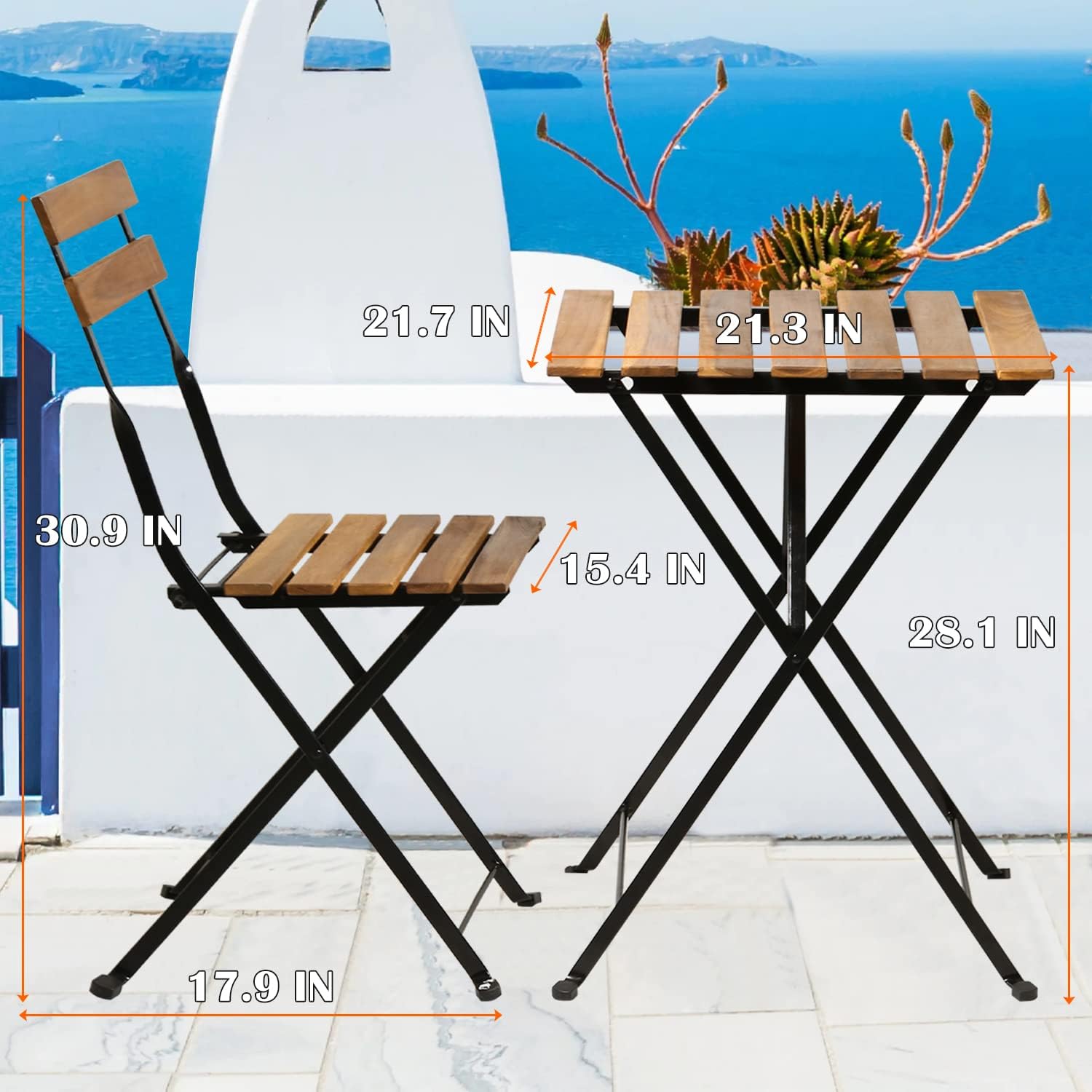 Set bistro teras lipat 3 bagia - Outdoor Furniture Table ulasan dan harga