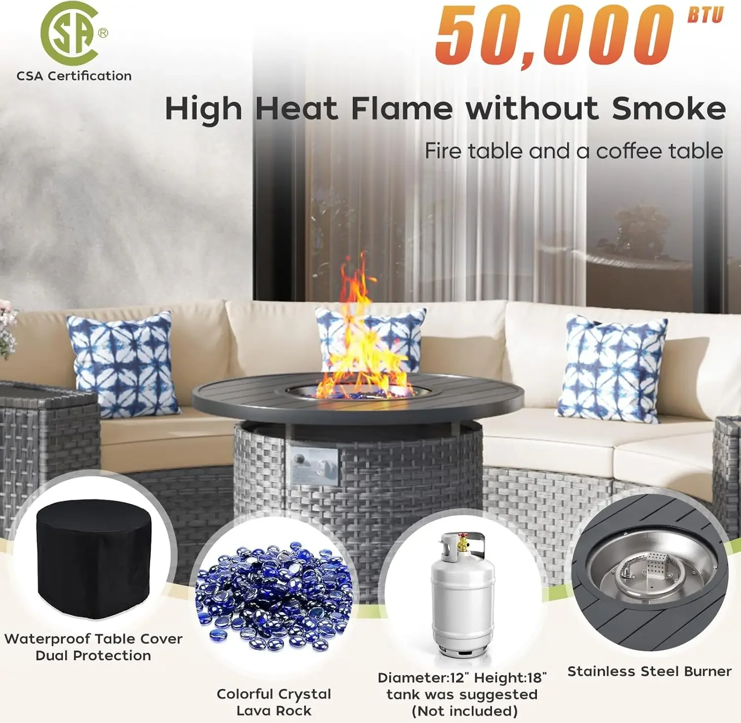 L Set Furnitur Teras dengan Me - Outdoor Furniture Set With Fire Pit ulasan dan harga