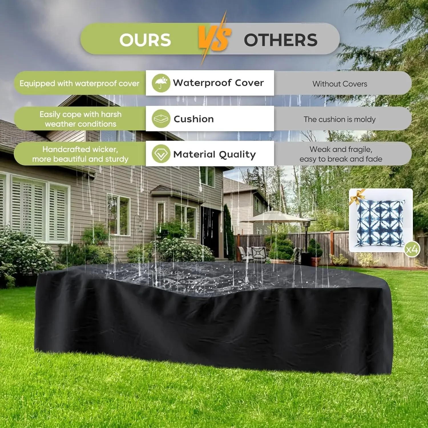 L Set Furnitur Teras dengan Me - Outdoor Furniture Set With Fire Pit ulasan dan harga