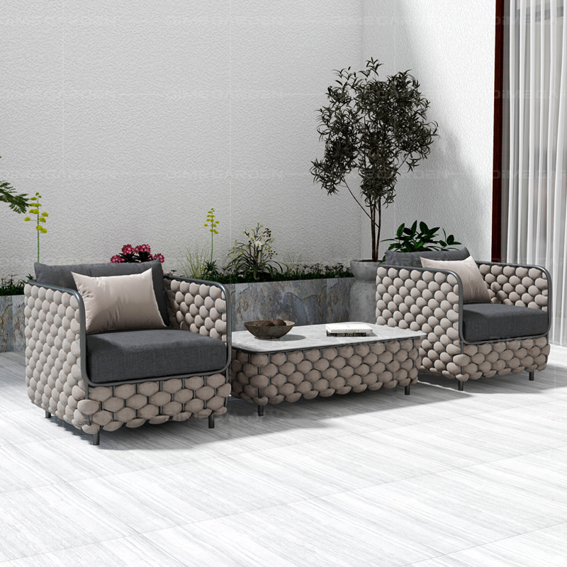 Set Sofa Rotan Luar Ruangan 3- - Outdoor Furniture Grey ulasan dan harga