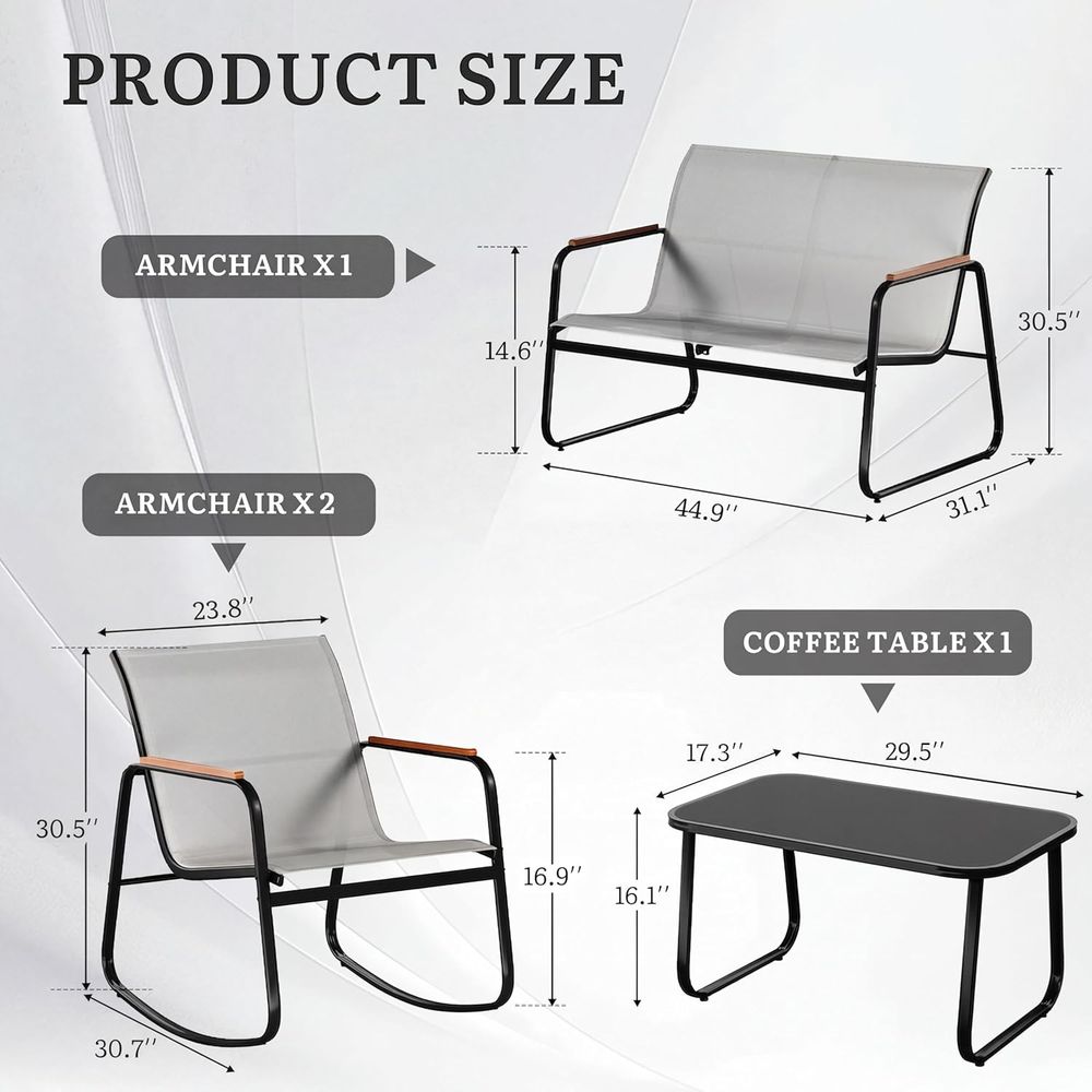 Set Furnitur Teras Luar Ruanga - Outdoor Furniture Grey ulasan dan harga