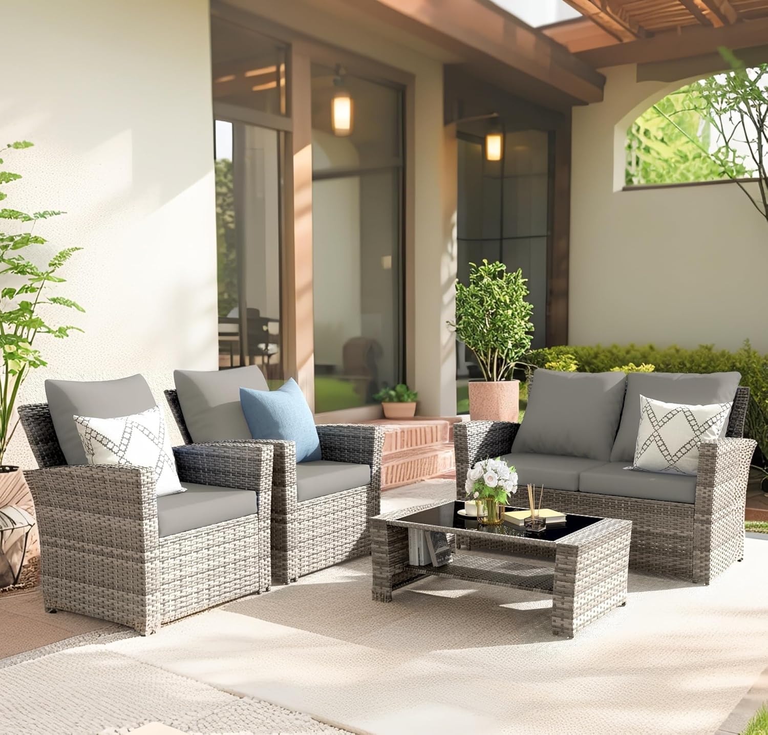 Set Sofa Seksional Luar Ruanga - Outdoor Furniture Grey ulasan dan harga