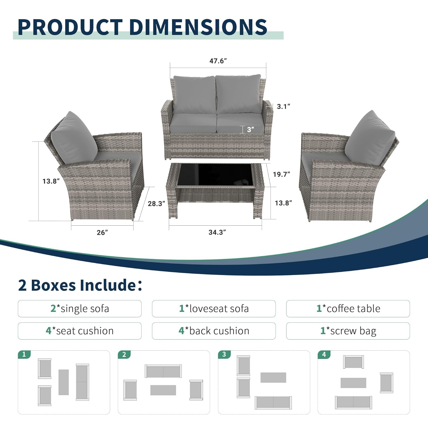 Set Sofa Seksional Luar Ruanga - Outdoor Furniture Grey ulasan dan harga