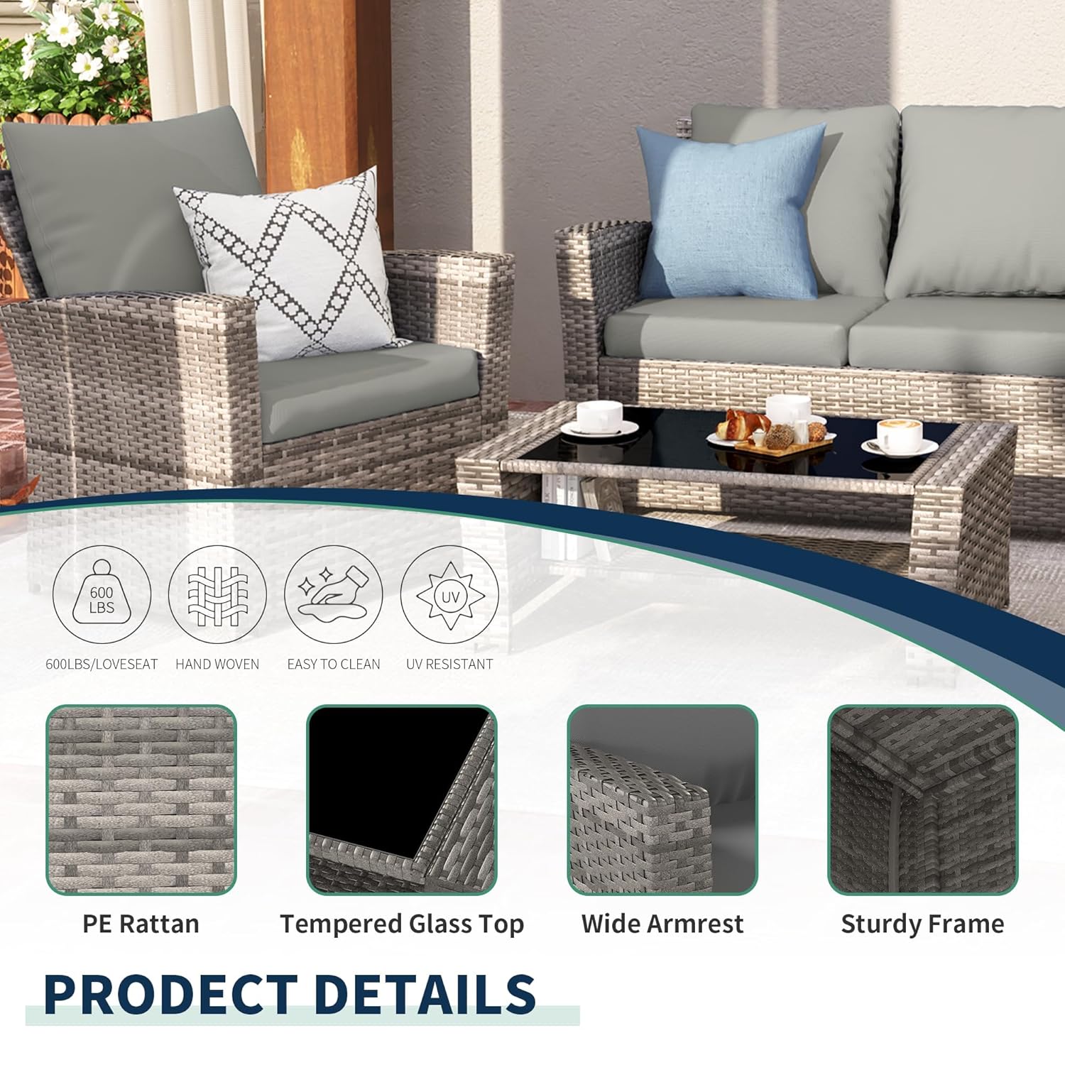 Set Sofa Seksional Luar Ruanga - Outdoor Furniture Grey ulasan dan harga