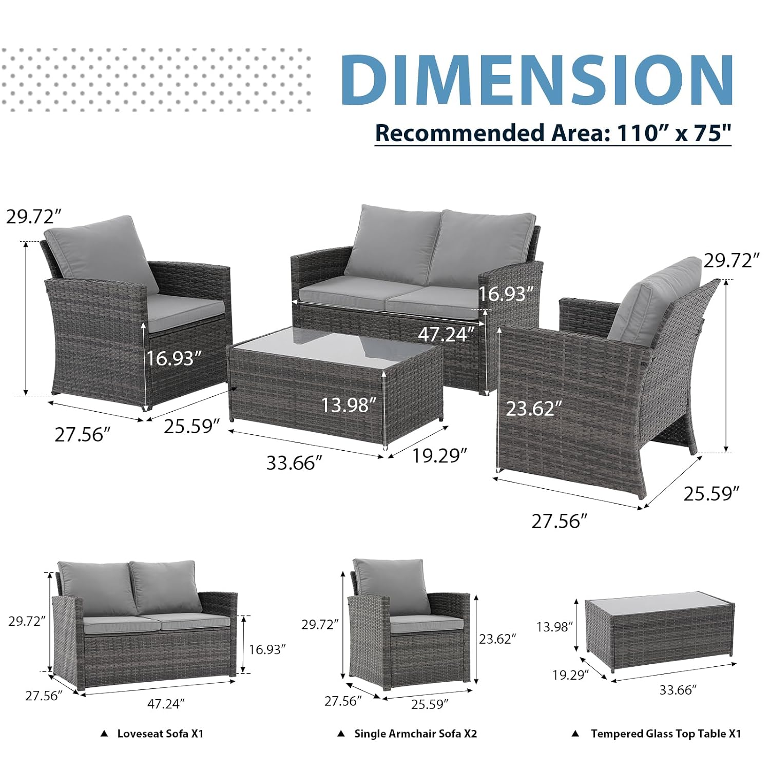 Set Sofa Rotan PE 4 Kursi untu - Outdoor Furniture Loveseat ulasan dan harga