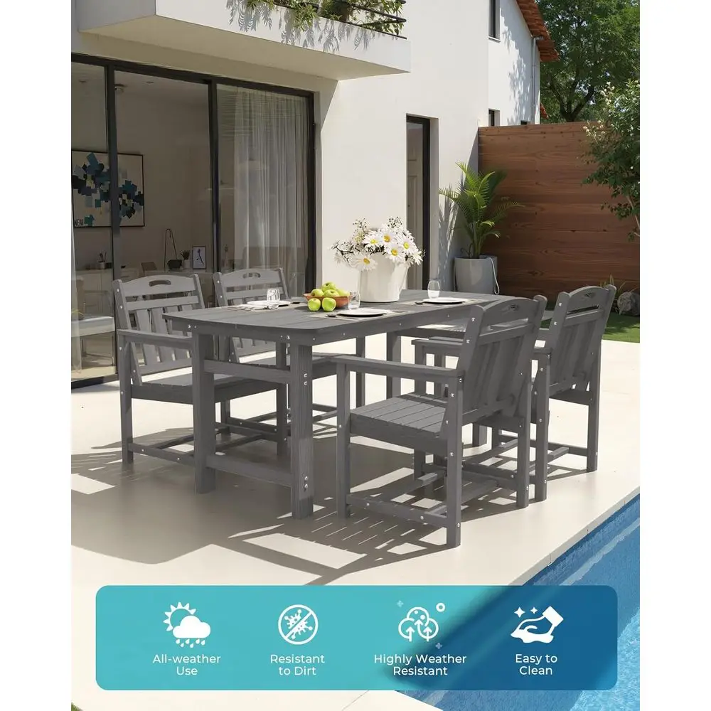 Set Kursi Makan Teras HDPE Tah - Outdoor Furniture Grey ulasan dan harga