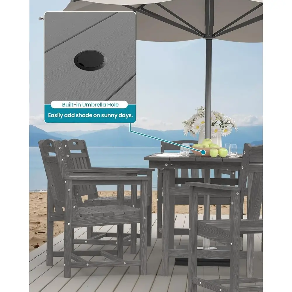 Set Kursi Makan Teras HDPE Tah - Outdoor Furniture Grey ulasan dan harga