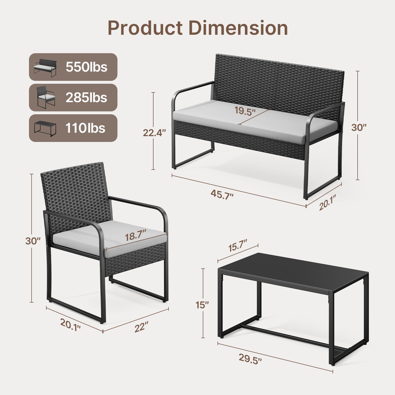 Set Furnitur Teras Rotan Luar  - Outdoor Furniture Grey ulasan dan harga