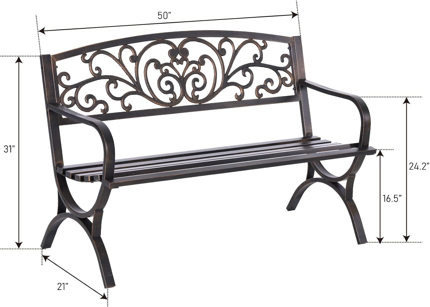 Kursi Taman Luar Ruangan 50 In - Outdoor Furniture Iron ulasan dan harga