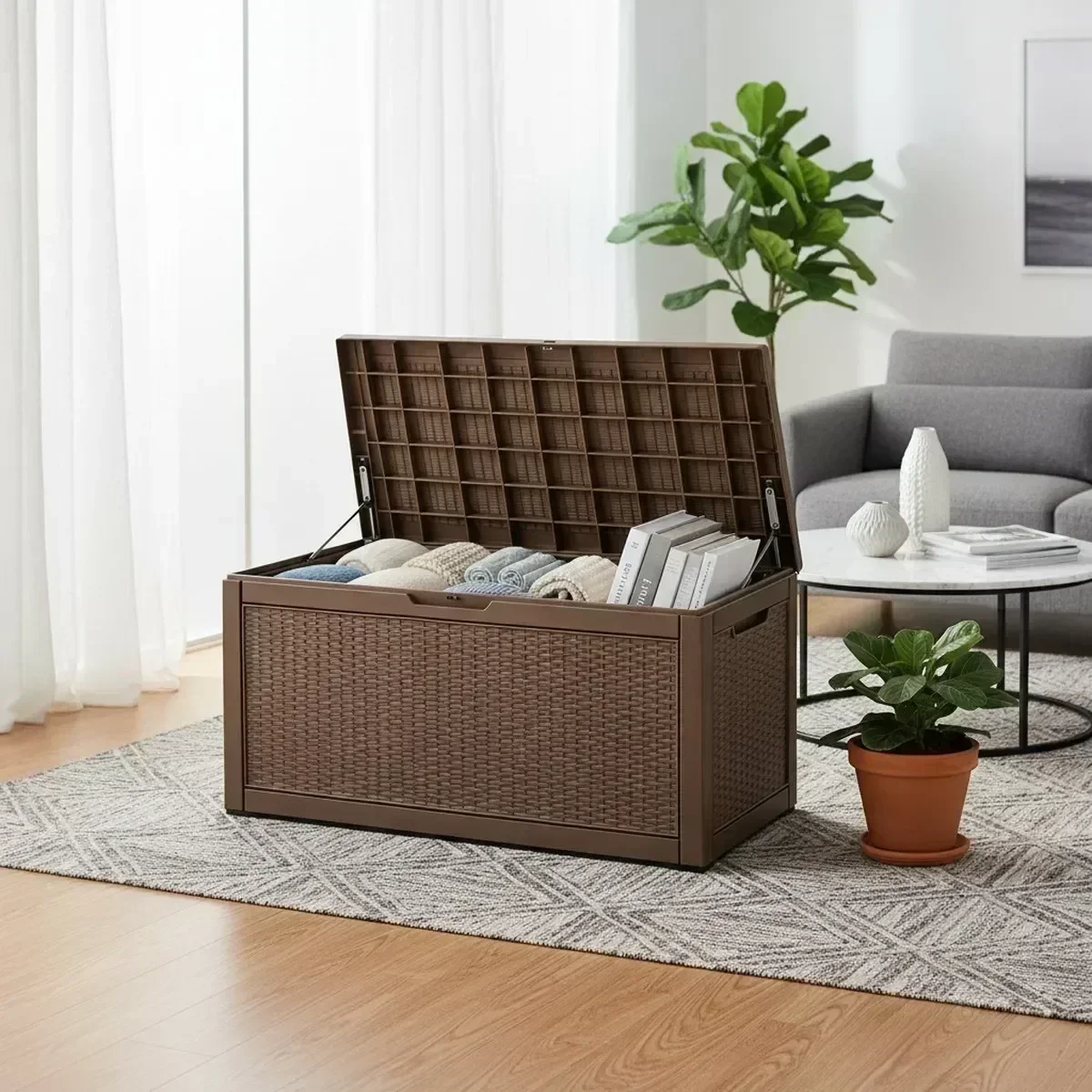 Bangku Penyimpanan Luar Ruanga - Outdoor Furniture Grey ulasan dan harga