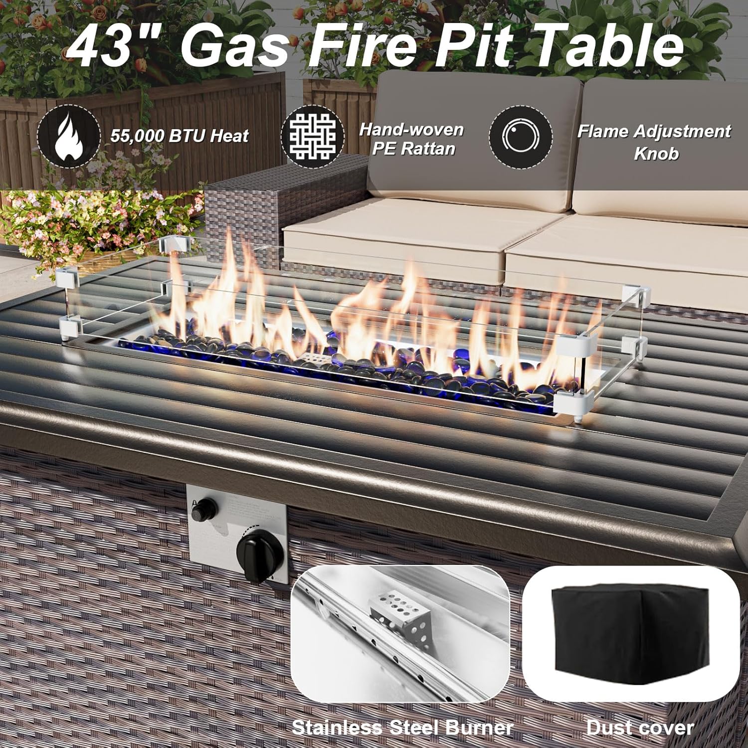 Set Furnitur Teras dengan Meja - Outdoor Furniture Set With Fire Pit ulasan dan harga