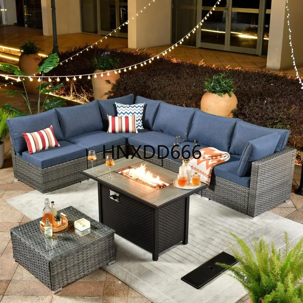 Set Furnitur Teras 8 Bagian un - Outdoor Furniture Set With Fire Pit ulasan dan harga