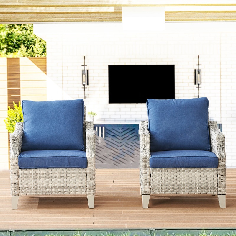 Set Sofa Rotan PE Modern Biru  - Outdoor Furniture Quick Dry ulasan dan harga