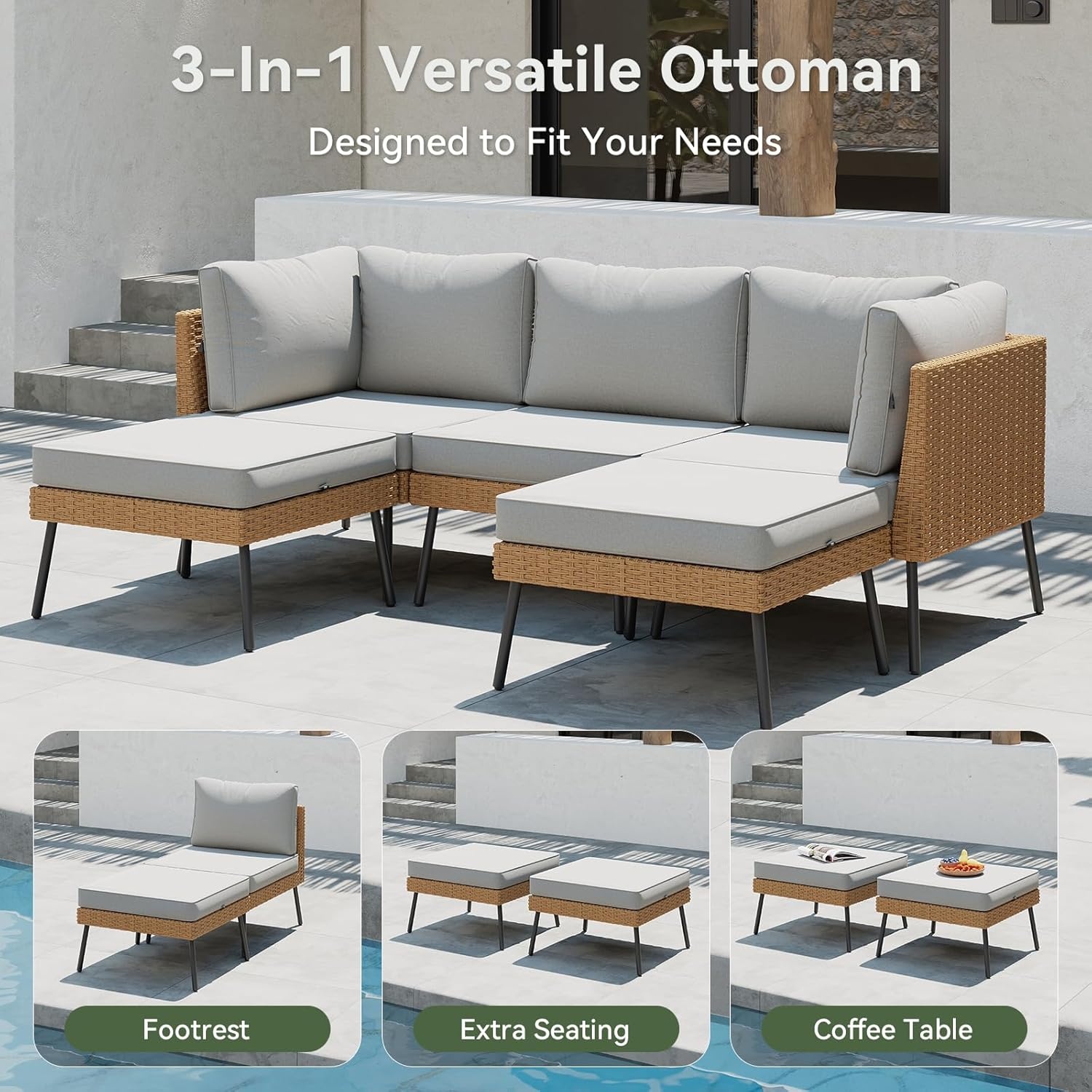 Set Meja dan Kursi Luar Ruanga - Outdoor Furniture Grey ulasan dan harga